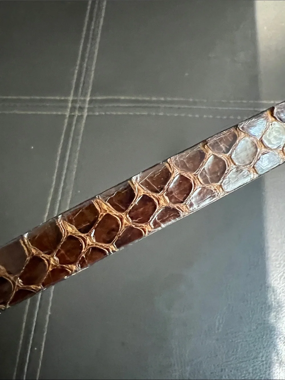 Vintage 1980s Speyer Snakeskin Slim Leather Belt in Brown Size 28